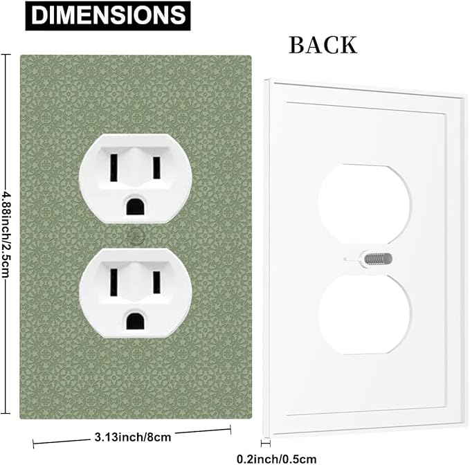 Sage Green Textured Duplex Wall Plate - 1-Gang Standard US Size Minimalist Botanical Weave Outlet Covers, Modern Farmhouse Linen Texture for Neutral Decor