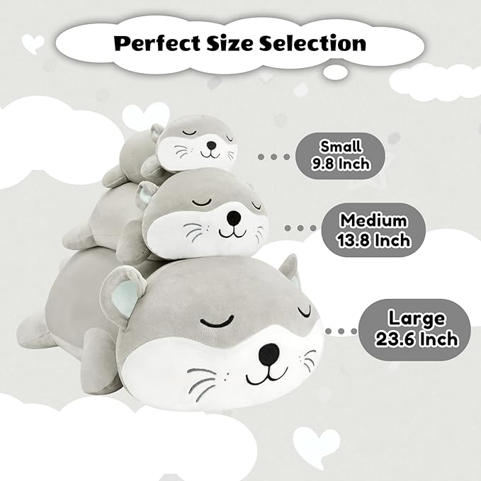 Finebee Weighted Otter Stuffed Animals, Cute Weighted Otter Plush, Soft Stuffed Weighted Plushie Birthday for Kids & Adults(13.8" 1.6Lbs)