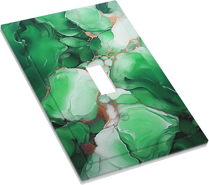 Decorative Light Switch Cover Plate Abstract Luxury Emeralds Green Gold MarbleTextures 1 Gang Wall Plate Oversized Single Toggle Wall Cover Plate Jumbo Electrical Switchplate Face Plate