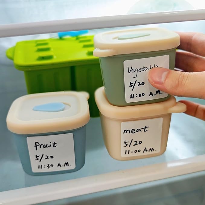 Silicone Baby Food Containers, 4 oz Reusable Baby Food Storage Jars with Lids, Perfect for Infant & Toddler, 2 Pack (Shifting Sand+Sand)