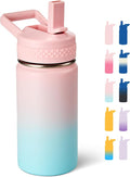 Fijinhom12 oz Kids Water Bottle, Toddler Water Bottle with Straw, Boys&Girls Bottle for School, 304 Stainless Steel Vacuum Insulated Bottle for Kids, BPA-Free, Leak-Proof, Bubble
