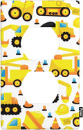 Construction Trucks Wall Plate Cover Construction Vehicles Nursery Outlet Covers 1-Gang Switch Plug Duplex Cover Home Bedroom Bathroom Kitchen