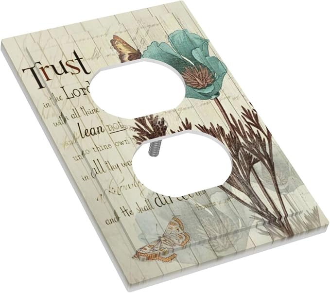 Rustic Elegant Teal Tulip Bible Inspirational Quote Outlet Covers 1 Gang Duplex Light Switch Cover Decorative Switch Plates Electrical Receptacle Faceplate Wall Plate for Farmhouse Bedroom Decor