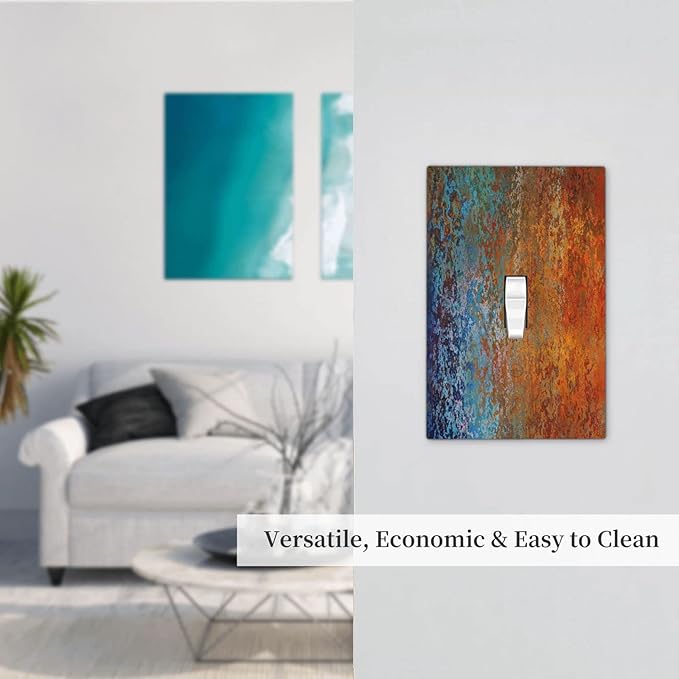 Red/Celestial Blue Rust Colorful Metal Rusty 1 Gang Light Switch Cover Single Toggle Wall Plates Switchplate Covers Decorative for Kitchen Living Room Accessories Decor