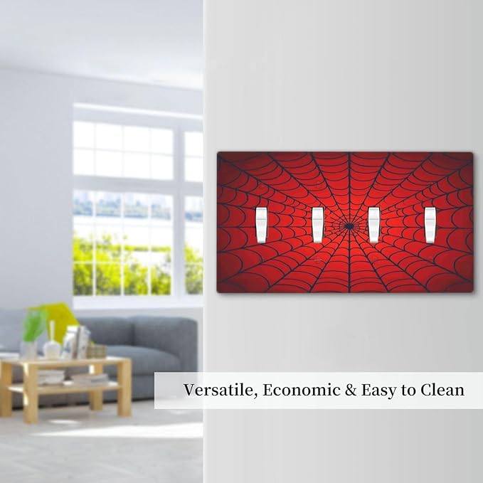 Red Spider Web Black Line Simplicity Light Switch Covers Quad Toggle Electrical Faceplate 4 Gang Wall Plate Decorative Switch Plates For Kids Room Home Decor