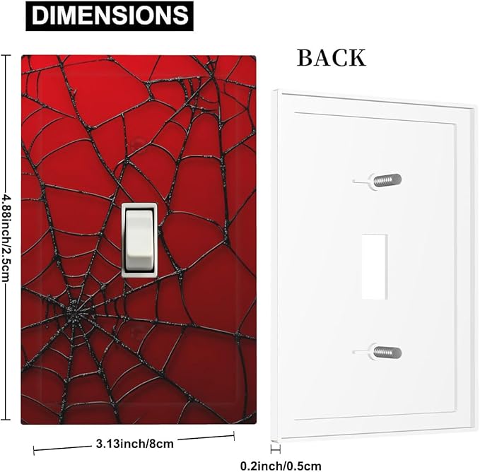 Red Spider Web 1-Gang Toggle Light Switch Plate, Hero Theme Cartoon Wall Plate for Boys Bedroom, Playroom, Game Room & Man Cave