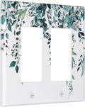 Decorative Outlet Covers Green Eucalyptus Boho Olive Leaves Country 2 Gang Wall Plate Cover Double Rocker Decora Light Switch Covers Plate Jumbo Electrical GFCI Switch Plate Cover