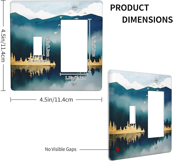 Mountains Landscape Lake Bird Reflection Outlet Covers 1 Toggle 1 Rocker Combination Decorative Wall Plate Electrical Switch Plates Light Switch Cover Plate for Bedroom Living Room Decor