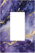 Decorative Outlet Covers Modernity Abstract Purple Golden Marble 1 Gang Single Decora GFCI Device Light Switch Covers Plate 1 Rocker Wall Plate Jumbo Switch Cover Plate
