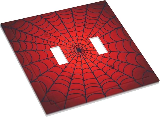 Red Spider Web Black Line Simplicity Decorative Switch Plates 2 Gang Double Toggle Outlet Light Switch Cover Wall Plate Electrical Faceplate For Kids Room Home Decor