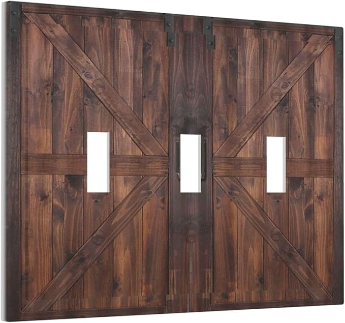 Rustic Barn Doors Vintage Brown Wood Plank Print Decorative Switch Plates 3 Gang Wall Plate Triple Toggle Light Switch Cover Faceplate Electrical Wall Panels for Farmhouse Home Decor