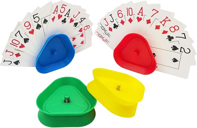 Yuanhe Playing Card Games Holder - 4Pack Little Hands Cards Tray for Kids, Seniors,Hands Free Cards Holders for Cards Game, Poker Parties, Family Card Game Nights