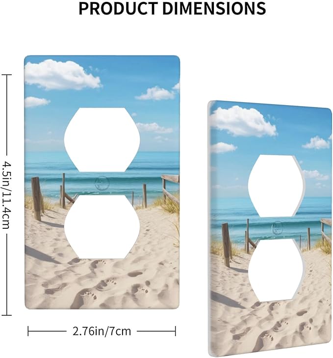 Summer Beach Coastal 1-Gang Duplex Wall Plate, Ocean Clouds Sand Outlet Cover for Beach House, Bathroom, Sunroom & Coastal Home