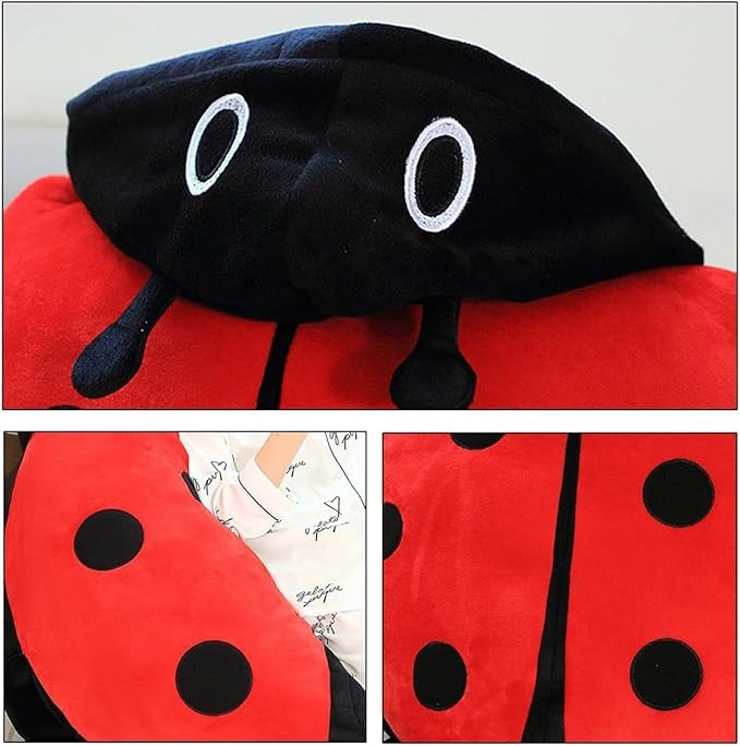 Wearable Ladybug Pillow, 23.6/39.4in Cute Warm Removable Sleeping Wearable Lady Bug Wearable Pillows with Hat for Xmas Gift (39.3 in)