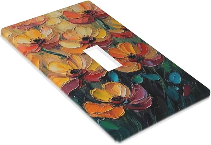 Decorative Art Light Switch Covers Color Flower Blaze Single Toggle Wall Plate Decorative Switchcover Electrical Switchplate for Home Decor