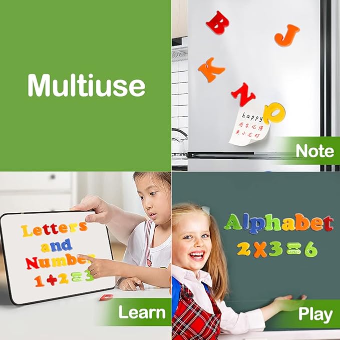 RAEQKS Magnetic Letters Numbers Alphabet ABC Colorful 123 Refrigerator Fridge Magnets for Vocabulary Educational Toy Set Preschool Learning Spelling Counting Game Uppercase Lowercase for Kids Age 3+