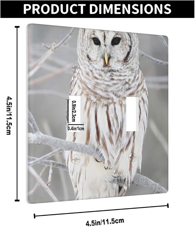 Snowy Owl Double Toggle Light Switch Cover Cute Owl Perch on Tree Wall Plate Covers 2-Gang Toggle Switch Plates Home Decorative Office