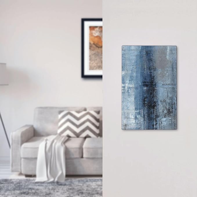 Light Switch Cover Navy Blue Gray Abstract Ink Painting Wall Plate Cover 1 Gang Blank No Device Decorative Outlet Covers Electrical Switchplate for Bathroom Bedroom Decor