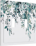 Decorative Light Switch Cover Plate Green Eucalyptus Boho Olive Leaves Country Unique 2 Gang Wall Plate Cover Double Toggle Switch Plate Covers Electric Dual Device Electrical Faceplate