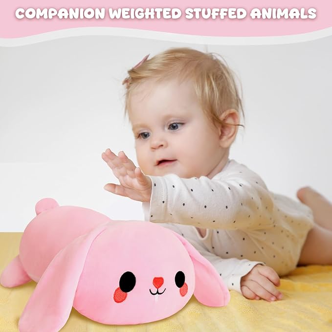 TOYSYM Weighted Stuffed Animals, Bunny Stuffed Animal with Weighted Beads, Cute Plush Toy Pillow Easter Bunny Rabbit Gifts for Adults Kids Boys Girls