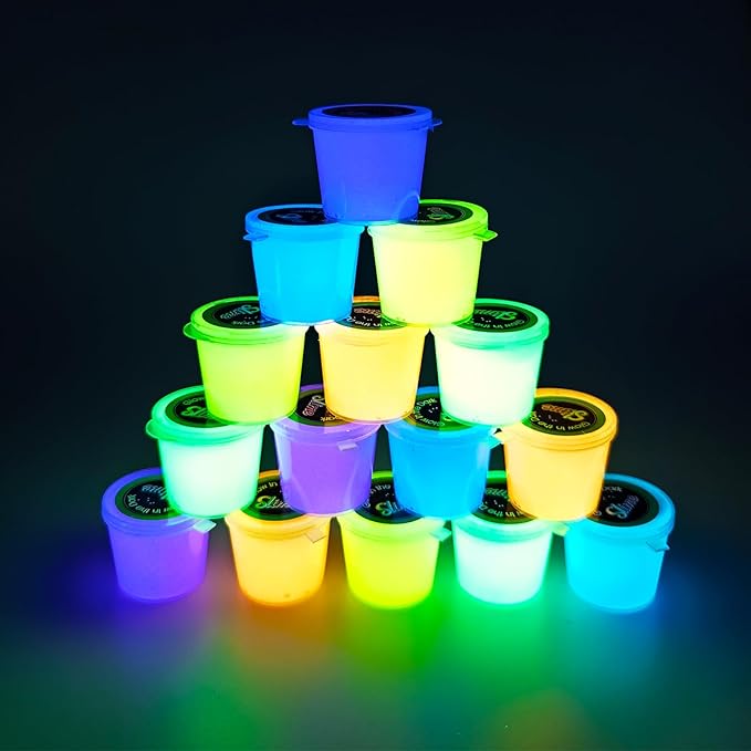 15 Pack Glow in The Dark Slime, Crystal Galaxy Slime, Including Blue, Pink, Yellow, Orange etc, Party Favors, Soft and Non-Sticky, for Educational Stress Relief Toys for Girls Boys