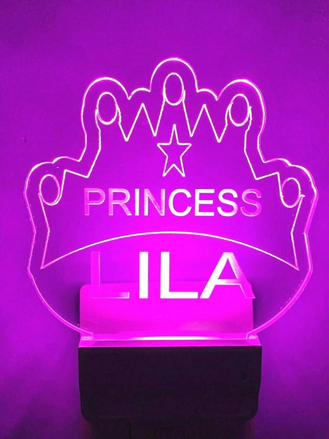 Night Light Multi Color Personalized LED Plug-in Ultra-Slim Touch Light Smart Dusk to Dawn Sensor Kids Christmas/Birthday Gifts Children's Bedroom Kitchen Bathroom Hallway Variations (Princess Crown)