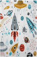Cartoon Space Rocket Boys Universe Planet 1 Gang Light Switch Covers No Device Wall Plate Decorative Unique Blank Switchplate Electrical Faceplate for Nursery Kidroom Bedroom Home Decor