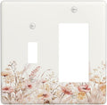 Outlet Covers Boho Floral Watercolor Flower Pattern 1 Toggle 1 Rocker Combo Light Switch Cover Plate Decorative Switch Plate Covers Electrical Wall Plate for living Room Home Decor