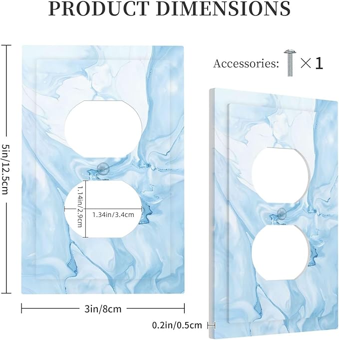 Navy Blue Sea Waves Spilled Ink Marble Simplicity Print Outlet Covers 1 Gang Duplex Light Switch Cover Decorative Switch Plates Electrical Receptacle Faceplate Wall Plate for Bathroom Living Room