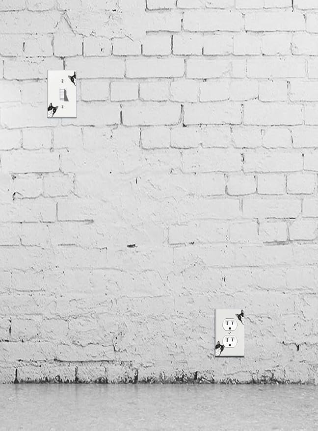 WIRESTER Single Gang Toggle Light Switch Plate/Wall Plate Cover - Black White Tuxedo Cat Hide And Seek