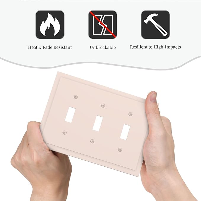 Beige 3 Gang Light Switch Plate Decorative Triple Toggle Wall Plate Cover Electrical Faceplate Switch Face Plate