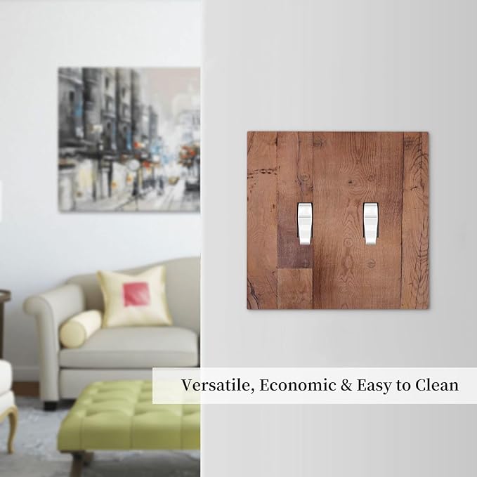 Rustic Brown Dark Wood Texture Printing Decorative Switch Plates 2 Gang Double Toggle Outlet Light Switch Cover Wall Plate Electrical Faceplate For Farmhouse Cabin Decor