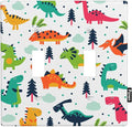 Cartoon Dinosaurs Double Toggle Light Switch Cover Dinosaur Triceratops Stegosaurus Monoclonius 2 Gang Wall Plate Decorative Faceplate Electrical Switchplate Bathroom Bedroom