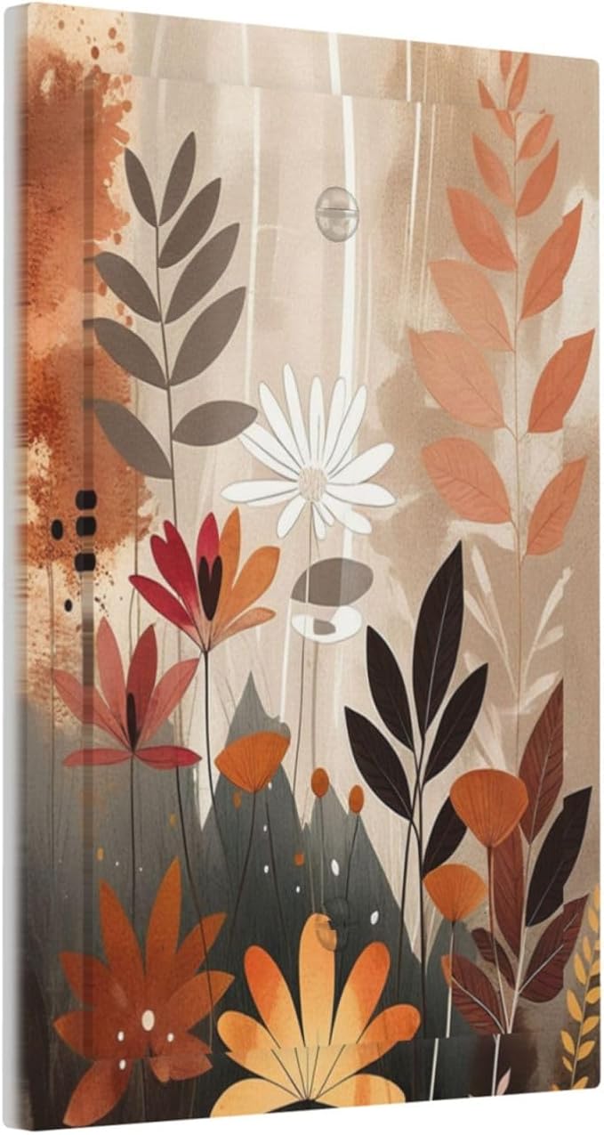 Boho Minimalist Vintage Wildflowers Plant Floral Art Watercolor Light Switch Cover Plate 1 Gang Electrical Wall Plates Faceplate Decorative Switch Plate No Device Blank for Bedroom Living Room Decor