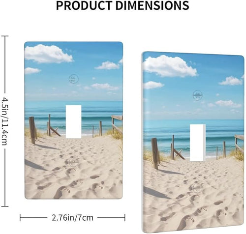 1-Gang Toggle Light Switch Plate, Neutral Coastal Beach Sand & Clouds Printed Wall Plate, Beach Farmhouse Decor for Bathroom, Beach House & Sunroom