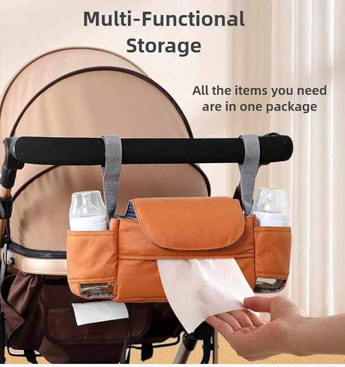 Stroller Organizer Bag – Universal Stroller Hanging Bag, Waterproof Multi-Functional Storage Pouch for Diapers, Bottles, Toys and Essentials