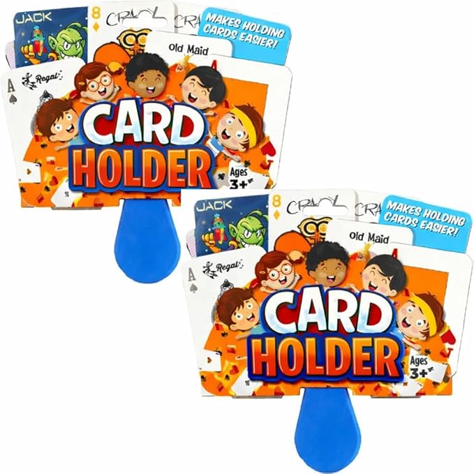 Regal Games 2 Pack Card Holders for Playing Cards - Kids Card Holder with Plastic Paddles - Ideal for Family Fun Game Night and Travel (Ages 3+)