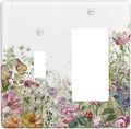 Outlet Covers Boho Wildflower Colorful Floral Butterfly 1 Toggle 1 Rocker Combination Decorative Wall Plate Electrical Switch Plates Light Switch Cover Plate For Bed Room Living Room