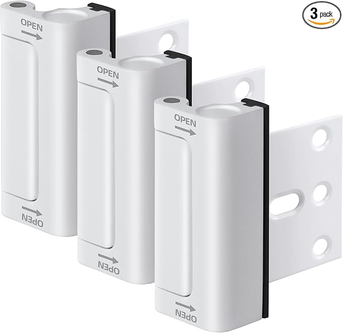 Home Security Door Reinforcement Lock, 3-Pack Upgraded White Front Door Locks for Kids Safety Withstand 800 lbs, Toddler Child Proof Door Lock, Extra Door Lock from Inside Prevent Unauthorized Entry