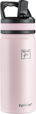 Fanhaw 18 Oz Kids Insulated Water Bottle with Straw Lid – Stainless Steel Double Wall Vacuum, Leak-Proof, BPA-Free Water Bottles for School Boys & Girls(Pink)