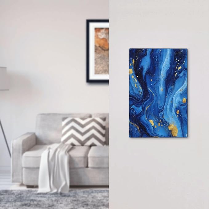 Light Switch Cover Plate Navy Blue Gold Marble Abstract Luxury 1 Gang Blank No Device Decorative Outlet Covers Electrical Wall Plate Switchplate for Bathroom Home Decor