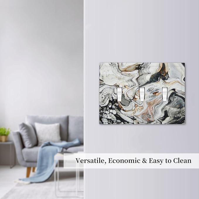 Black Gold Marble Texture Modern Abstract Print Decorative Switch Plates 3 Gang Wall Plate Triple Toggle Light Switch Cover Faceplate Electrical Wall Panels for Bathroom Kitchen Decor