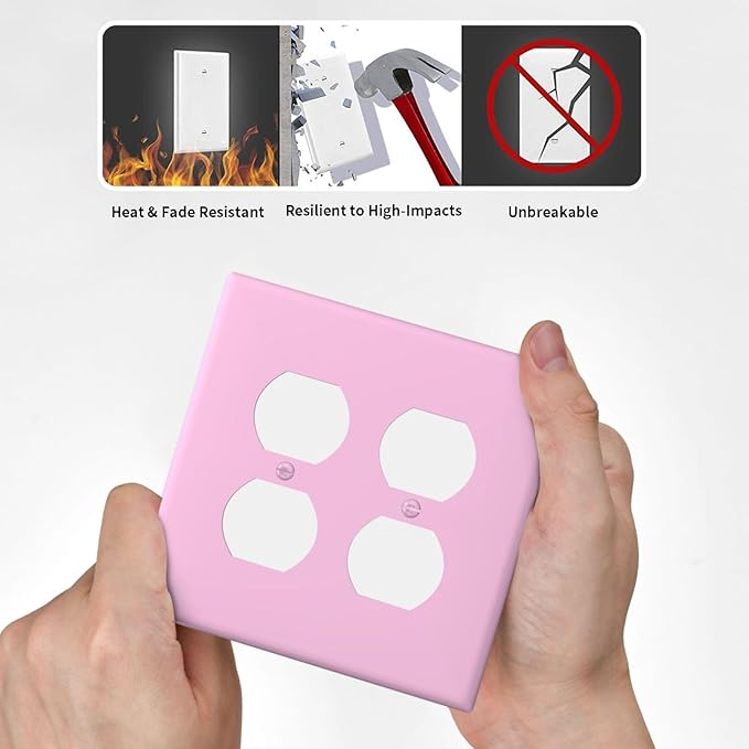 Lavender Purple 2 Gang Double Duplex Receptacle Combination Outlet Light Switch Cover Wall Plate Elegant Trendy Funky Modern Electrical Dual Device Switch Face Wall Plate