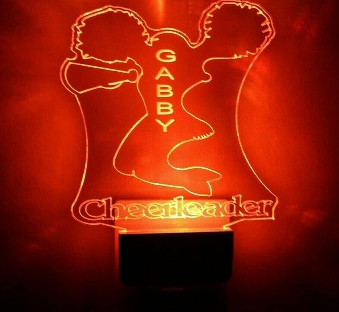 Night Light Multi Color Personalized LED Plug-in, Ultra-Slim Touch Night Light Smart Dusk to Dawn Sensor, Kids Children's Bedroom Kitchen Bathroom Hallway Play Room Variations (Cheerleader)