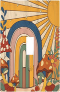 Decorative Light Switch Cover Mushroom Hippie Sun Rainbow Vintage Floral Funky Boho 1 Gang Single Toggle Decorator Outlet Wall Plate Device Electrical Faceplate Switchplates for Bedroom