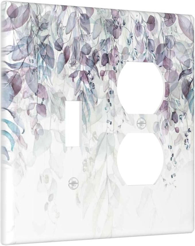 Hazy Leaves Ivy Nature Plants Eucalyptus Leave Wallplates 1 Toggle 1 Duplex Switch Plate Electrical GFCI Faceplate Decorative Light Switch Covers for Bedroom Home Decor