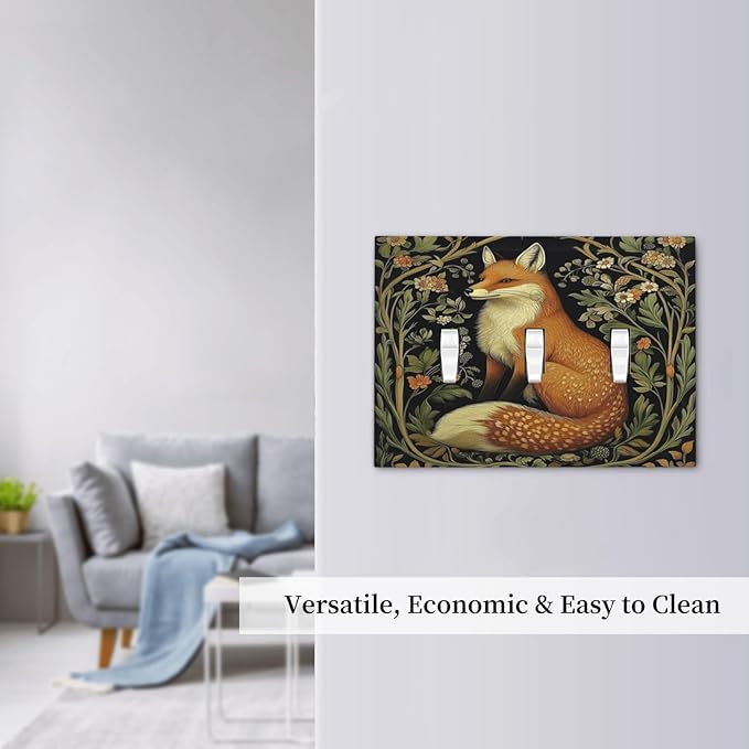 Fox Morris Plants Flowers Vine Colorful Floral Decorative Switch Plates 3 Gang Wall Plate Triple Toggle Light Switch Cover Faceplate Electrical Wall Panels For Bed Room Living Room Decor
