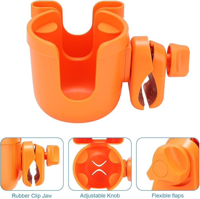 Accmor Stroller Cup Holder with Phone Holder, Bike Cup Holder, Universal Cup Holder for Uppababy Nuna Doona Strollers, 2-in-1 Cup Phone Holder for Stroller Bike Accessory
