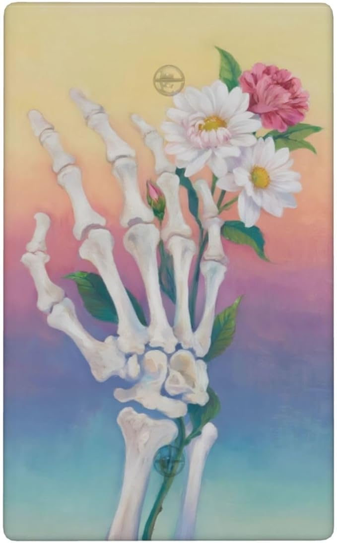 Skeleton Flower No Device Blank Wall Plate Decorative 1 Gang Light Switch Covers Electrical Switchplate Home Decorate Faceplat for Bathroom Bedroom Kitchen Room 4.5 x 2.76 Inch