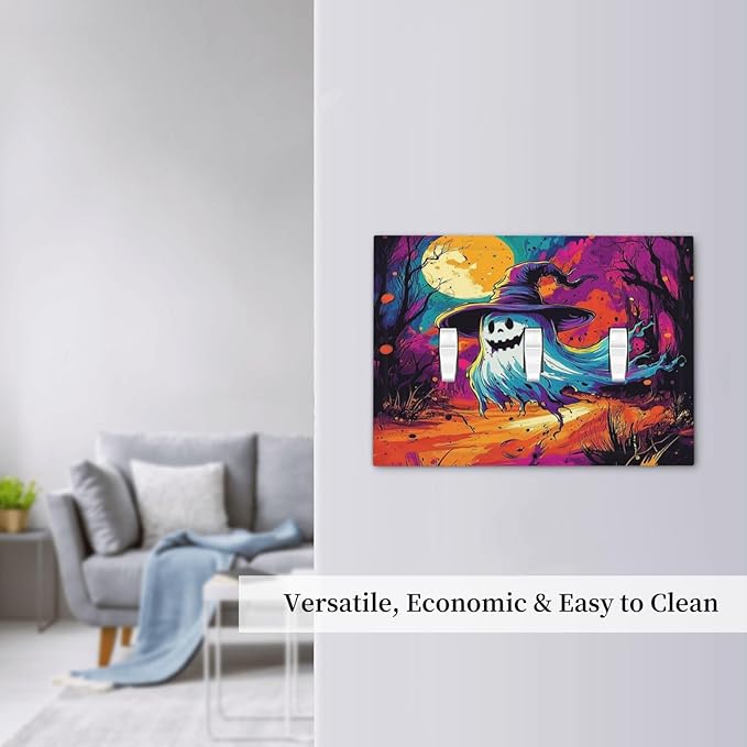 Decorative Switch Plates Ghost Colorful Forest Moon Dead Tree 3 Gang Wall Plate Triple Toggle Light Switch Cover Faceplate Electrical Wall Panels For Nursery Kids Room Decor